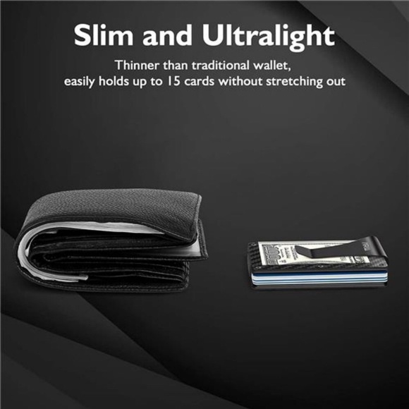 Minimalist Wallet for Men, ARW Metal Money Clip Wallet, RFID Blocking Aluminum - Picture 2 of 7